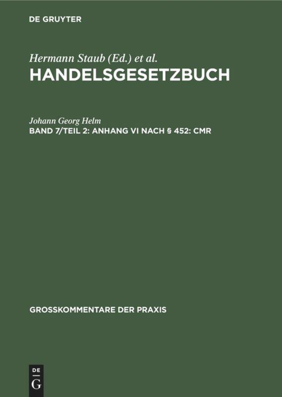 Anhang VI nach § 452: CMR