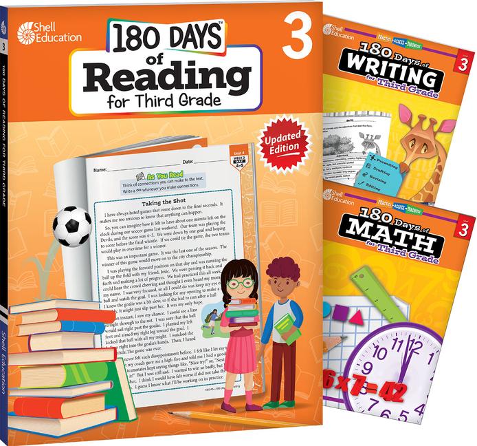 180 Days(tm) Reading, Writing and Math for Grade 3: 3-Book Set