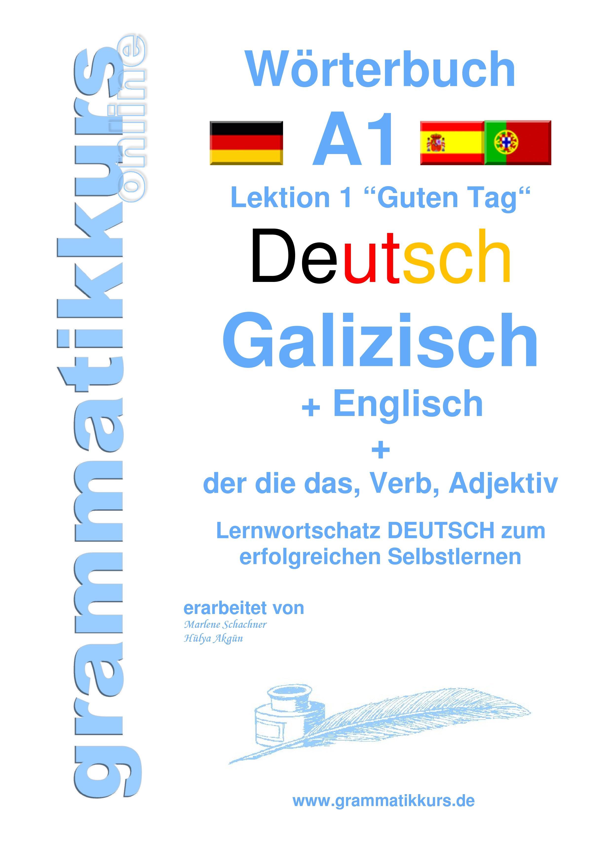 Wörterbuch Deutsch - Galizisch - Englisch Niveau A1