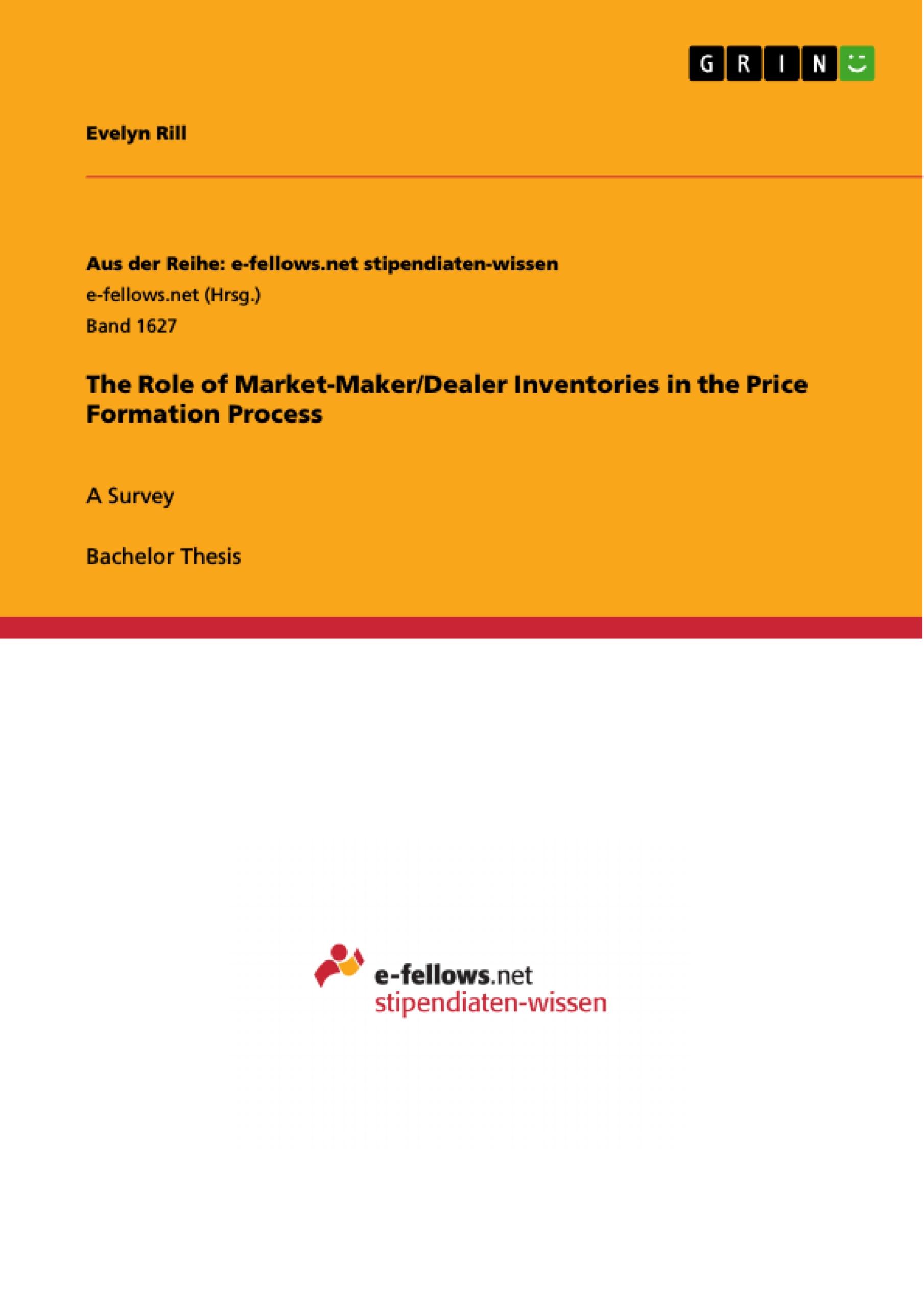 The Role of Market-Maker/Dealer Inventories in the Price Formation Process