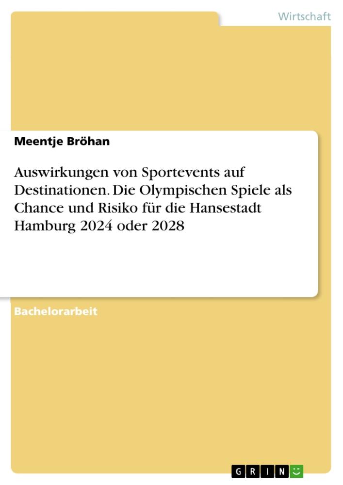 Auswirkungen von Sportevents auf Destinationen. Die Olympischen Spiele als Chance und Risiko für die Hansestadt Hamburg 2024 oder 2028