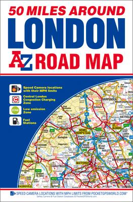 50 Miles Around London A-Z Road Map