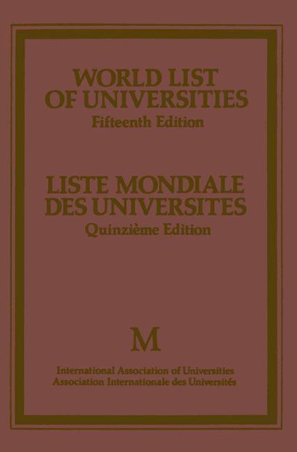 World List of Universities / Liste Mondiale des Universites