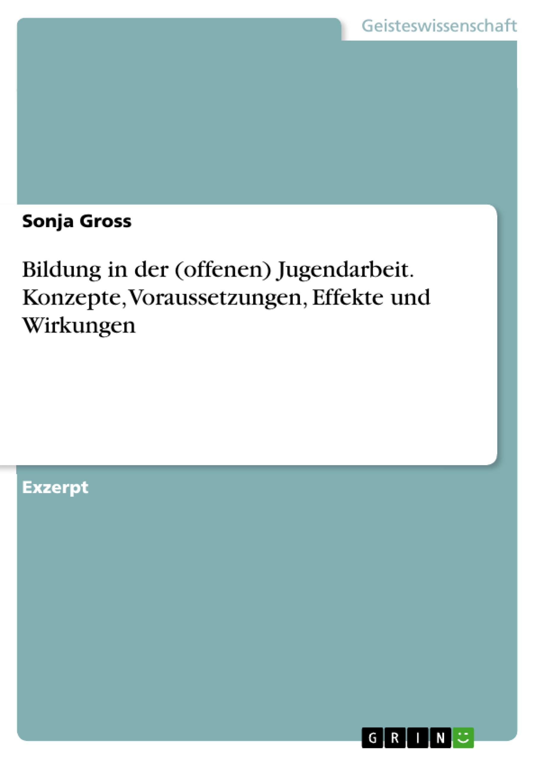 Bildung in der (offenen) Jugendarbeit. Konzepte, Voraussetzungen, Effekte und Wirkungen