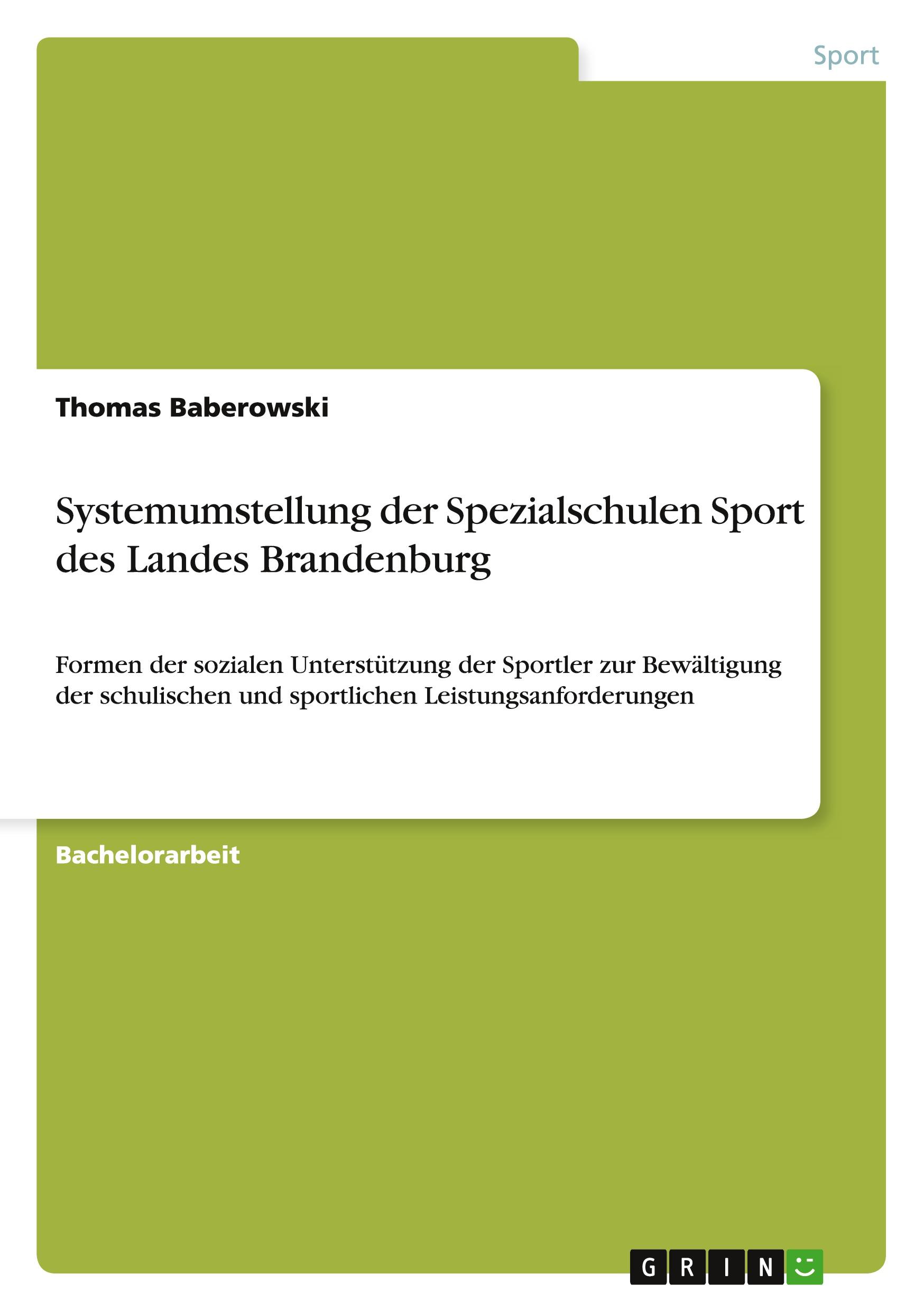 Systemumstellung der Spezialschulen Sport des Landes Brandenburg