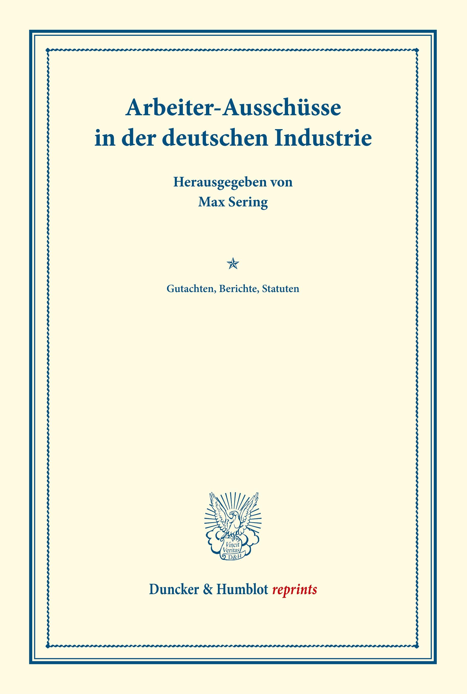 Arbeiter-Ausschüsse in der deutschen Industrie.