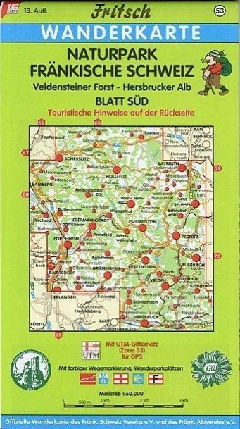 Naturpark Fränkische Schweiz Süd 1 : 50 000. Fritsch Wanderkarte