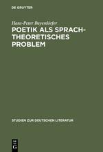 Poetik als sprachtheoretisches Problem