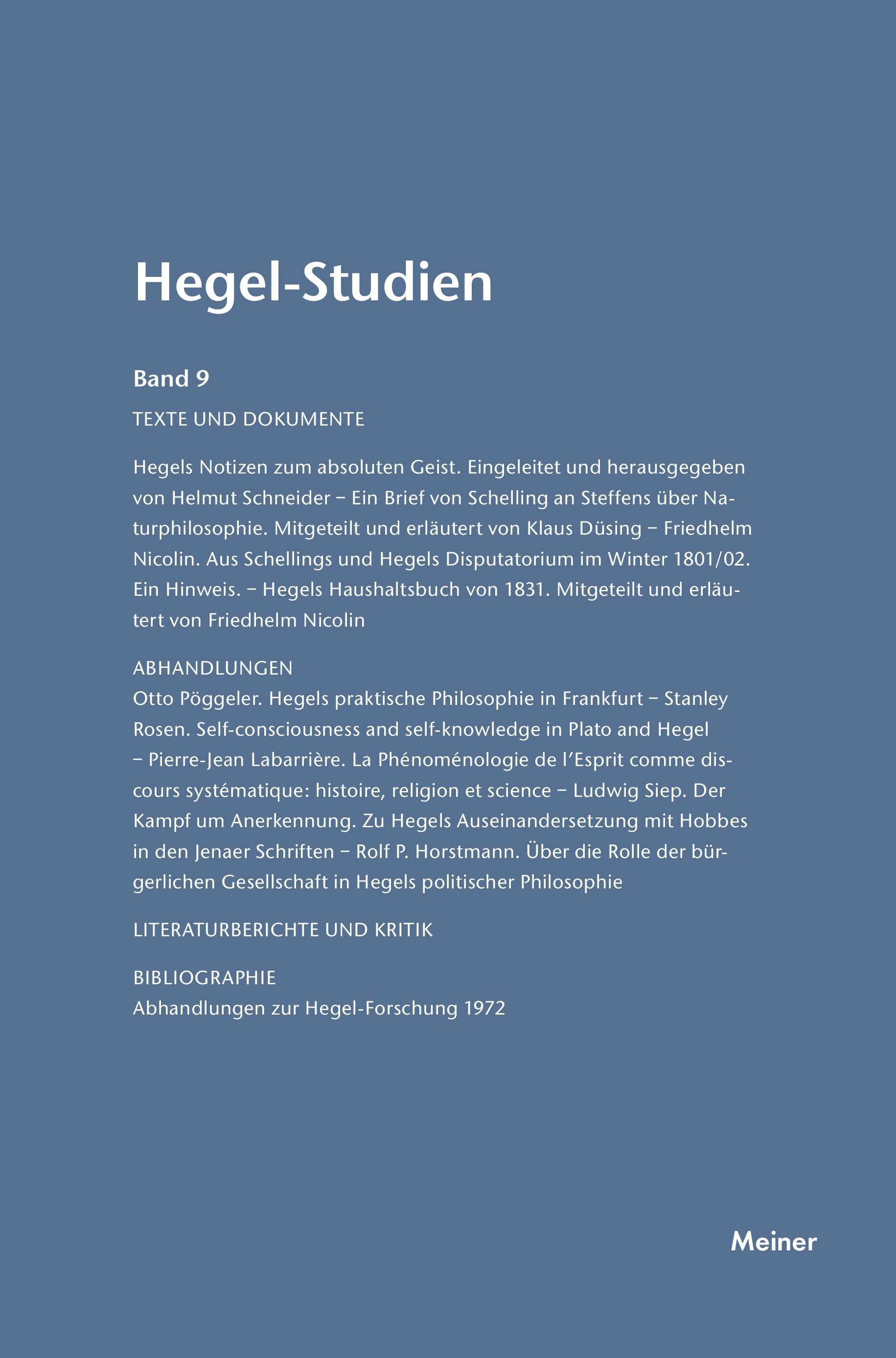 Hegel-Studien / Hegel-Studien Band 9 (1974)