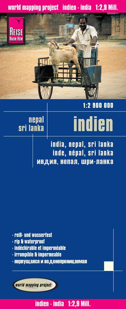 Reise Know-How Landkarte Indien (1:2.900.000) mit Nepal und Sri Lanka