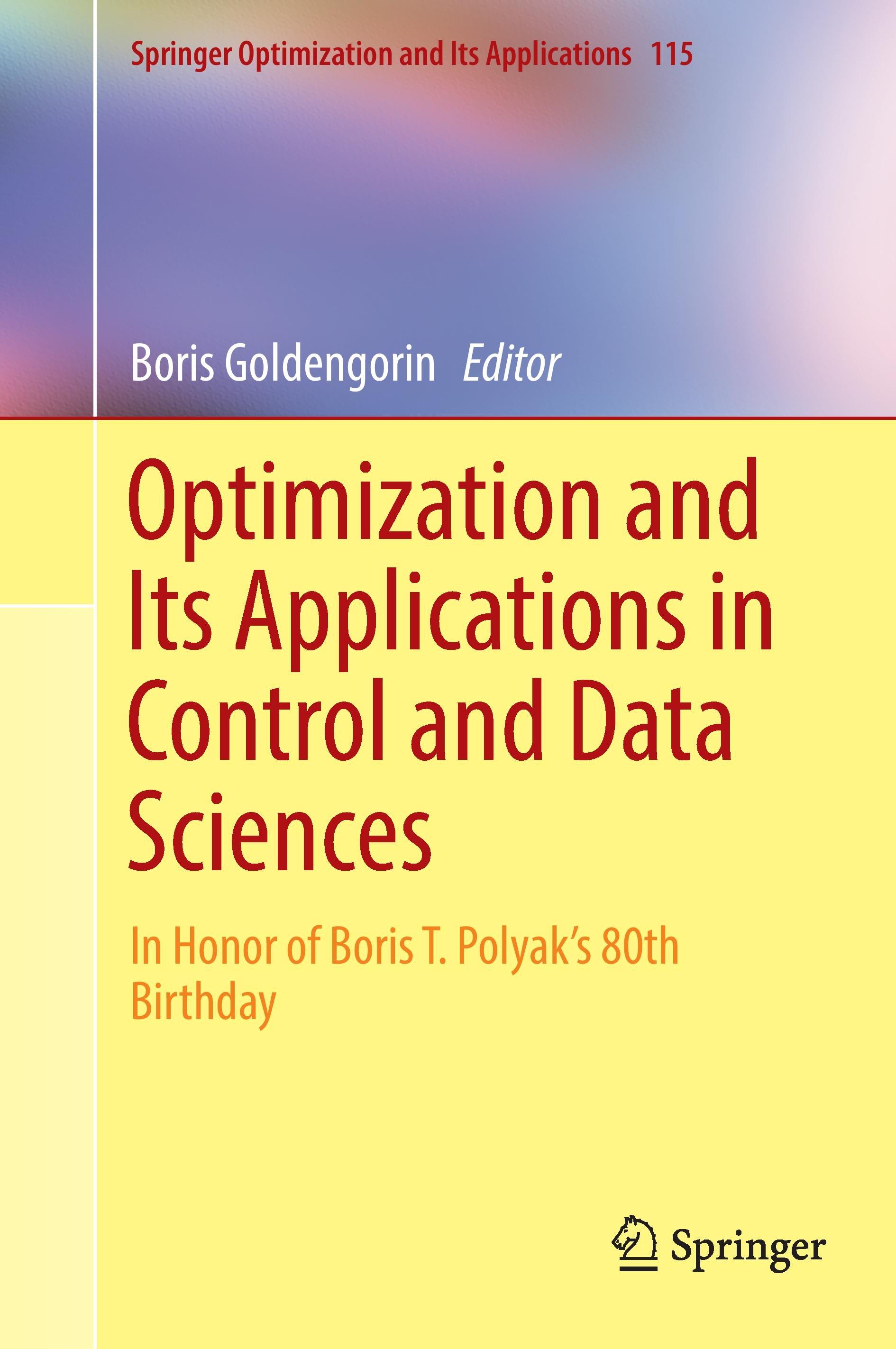 Optimization and Its Applications in Control and Data Sciences