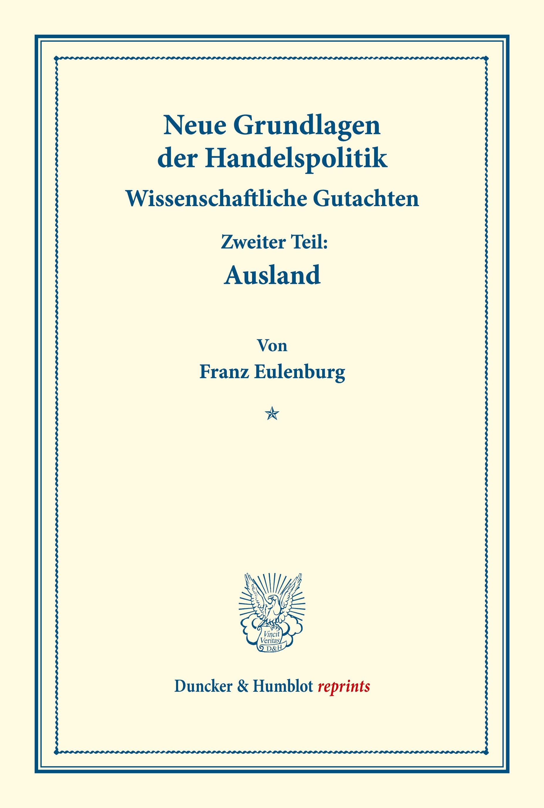 Neue Grundlagen der Handelspolitik.