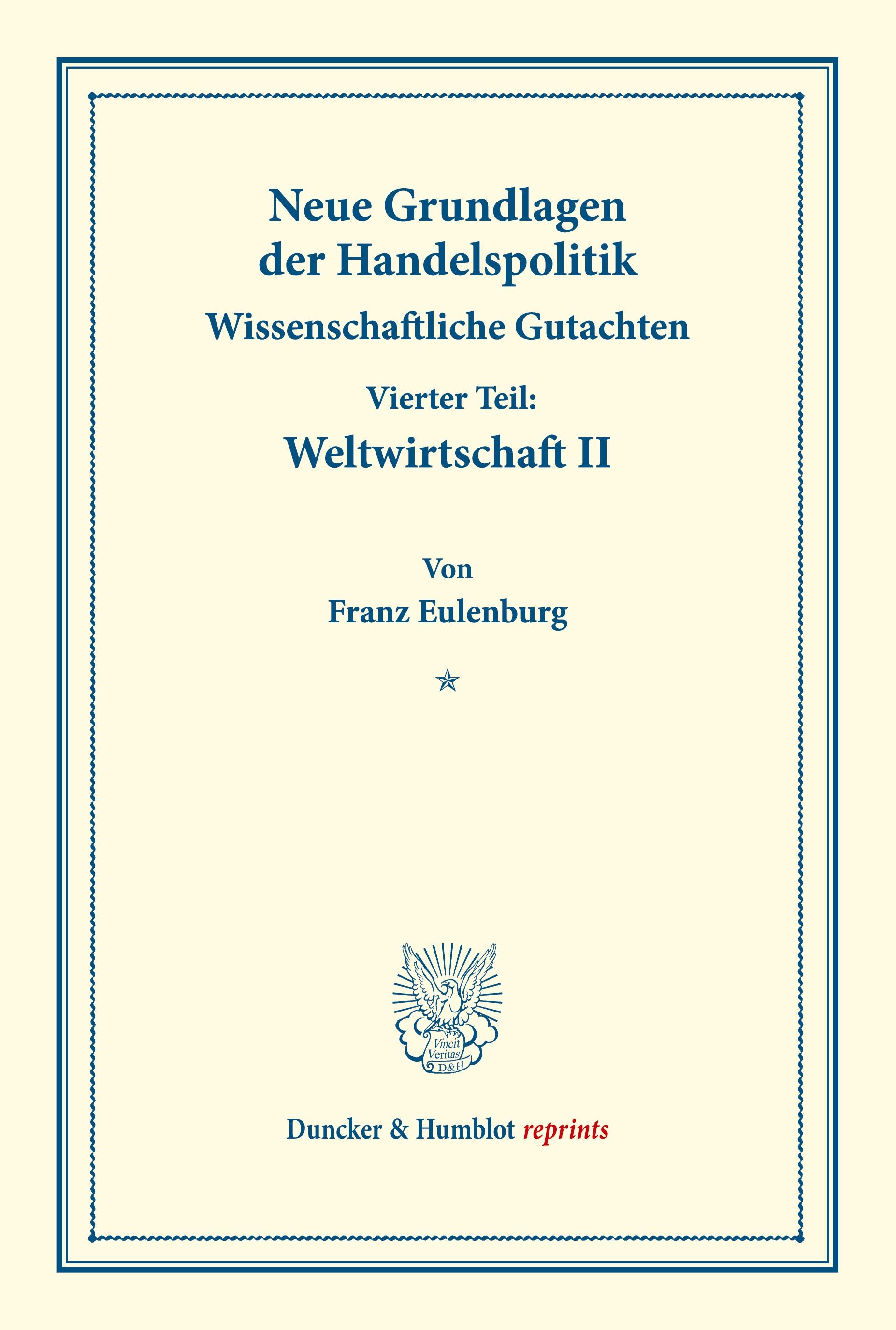 Neue Grundlagen der Handelspolitik.