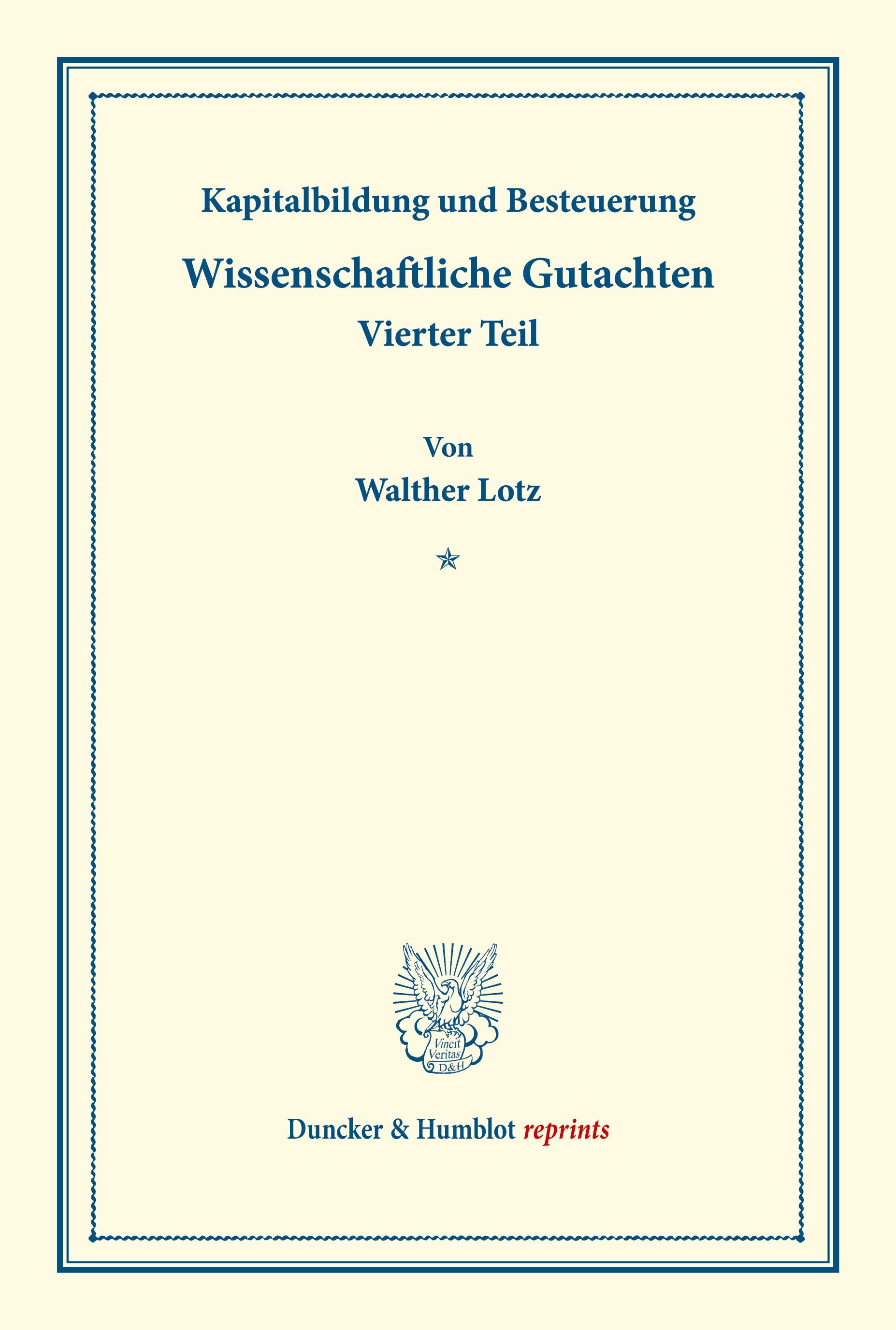 Kapitalbildung und Besteuerung.