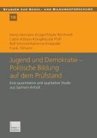 Jugend und Demokratie ¿ Politische Bildung auf dem Prüfstand