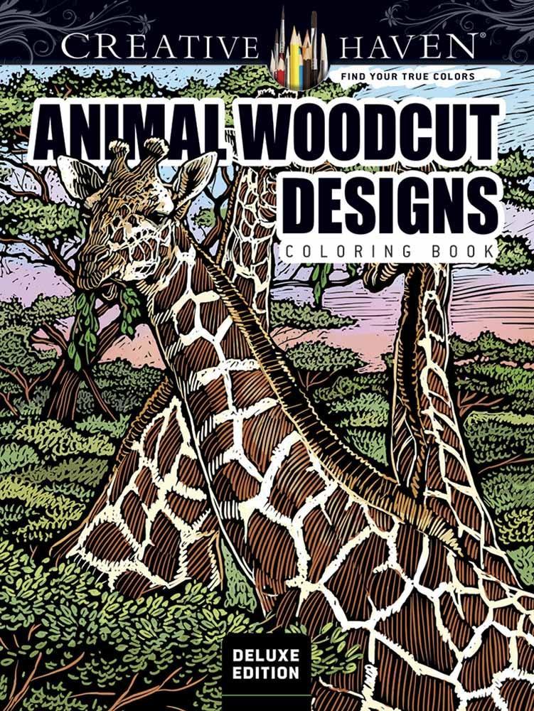 Creative Haven Deluxe Edition Animal Woodcut Designs Coloring Book