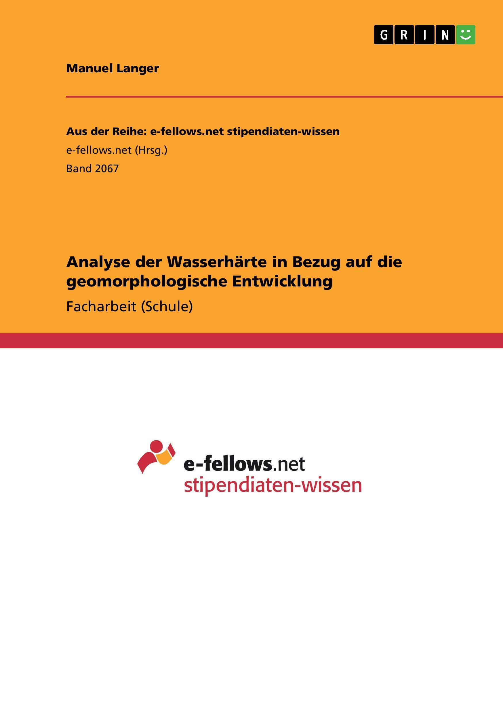 Analyse der Wasserhärte in Bezug auf die geomorphologische Entwicklung