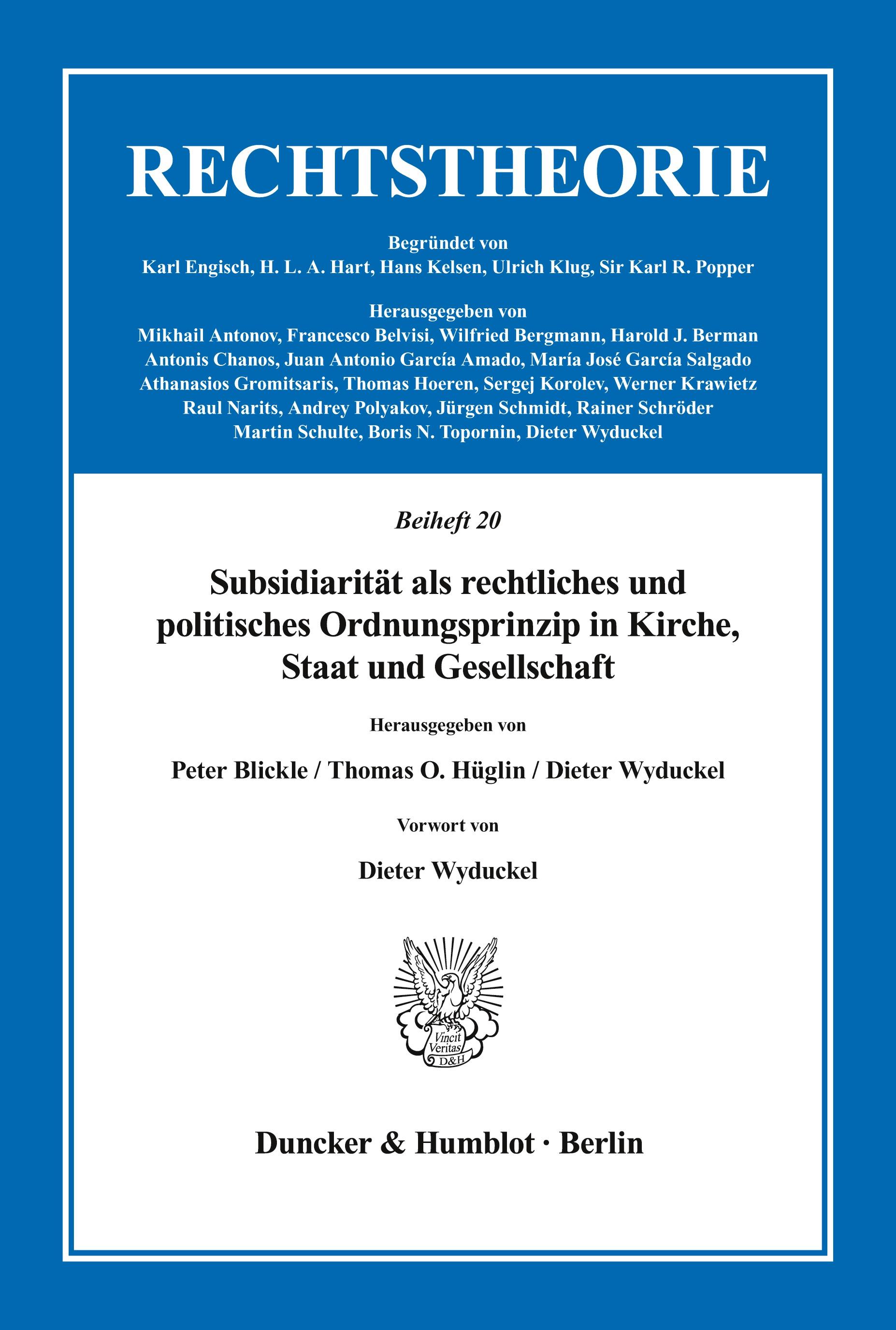 Subsidiarität als rechtliches und politisches Ordnungsprinzip in Kirche, Staat und Gesellschaft.