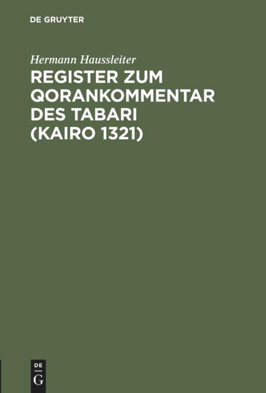 Register zum Qorankommentar des Tabari (Kairo 1321)