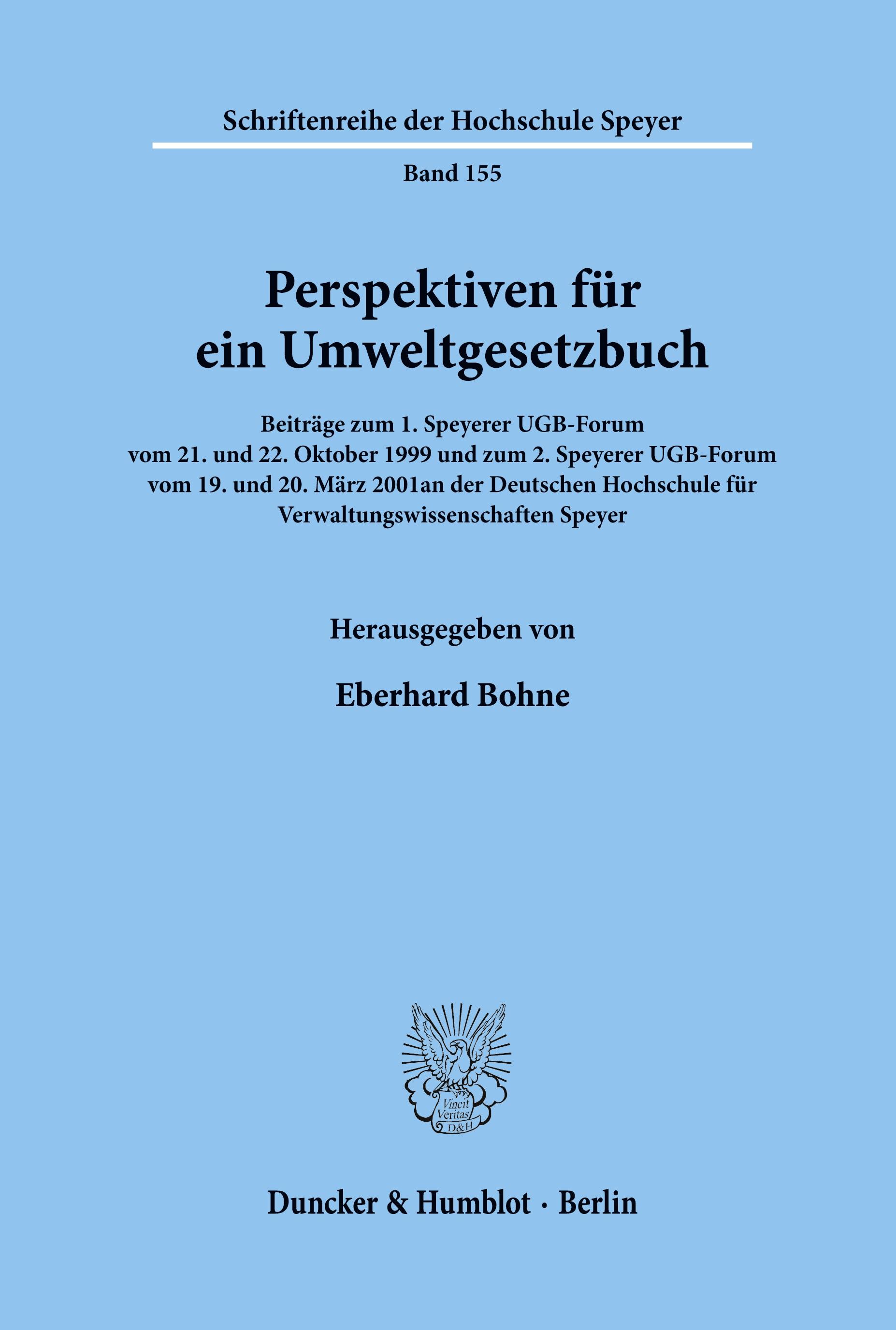 Perspektiven für ein Umweltgesetzbuch.