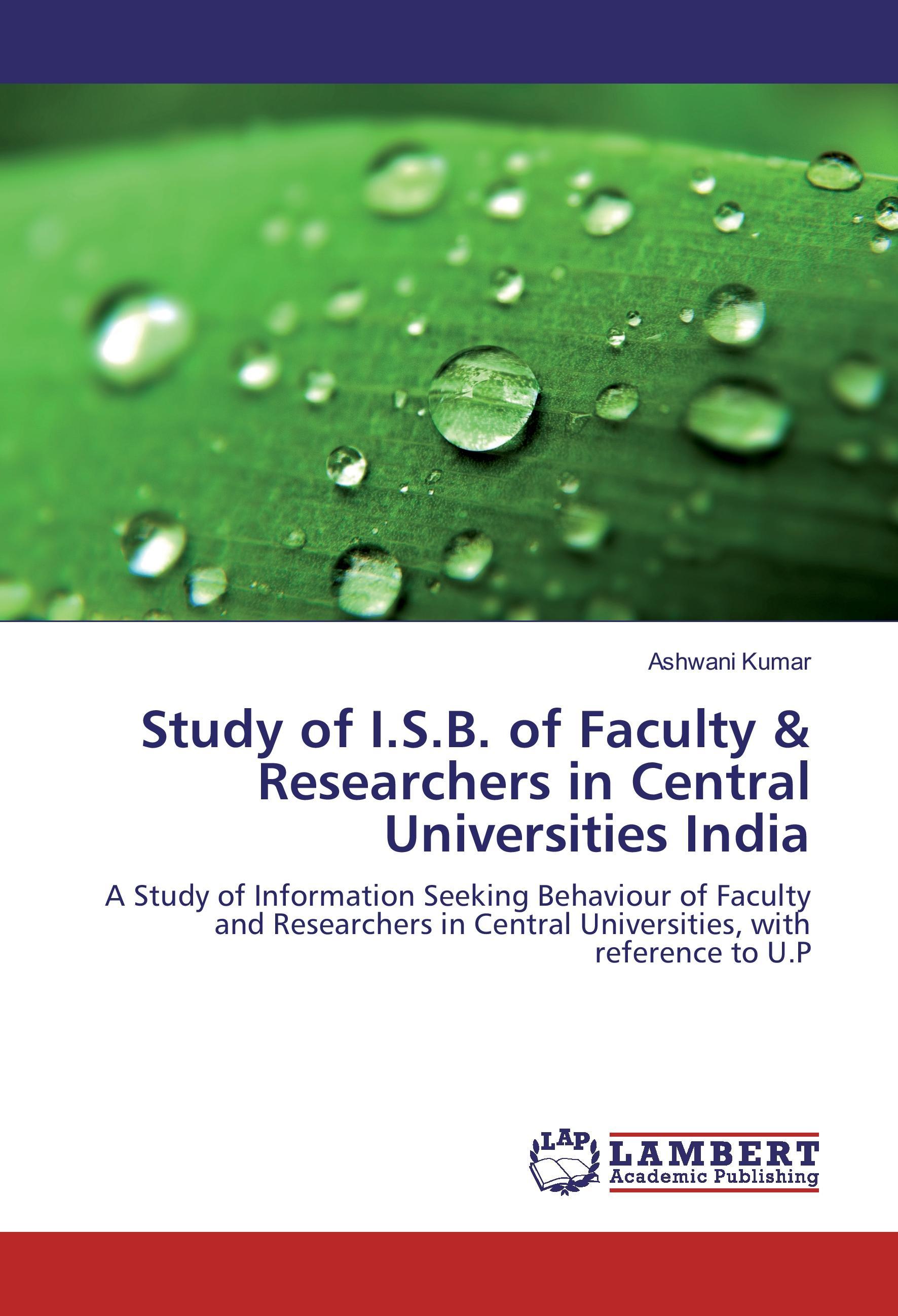 Study of I.S.B. of Faculty & Researchers in Central Universities India