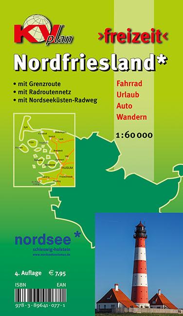 Nordfriesland Kreis mit Sylt, Amrum, Föhr und Halligen, KVplan, Radkarte/Freizeitkarte/Wanderkarte, 1:60.000