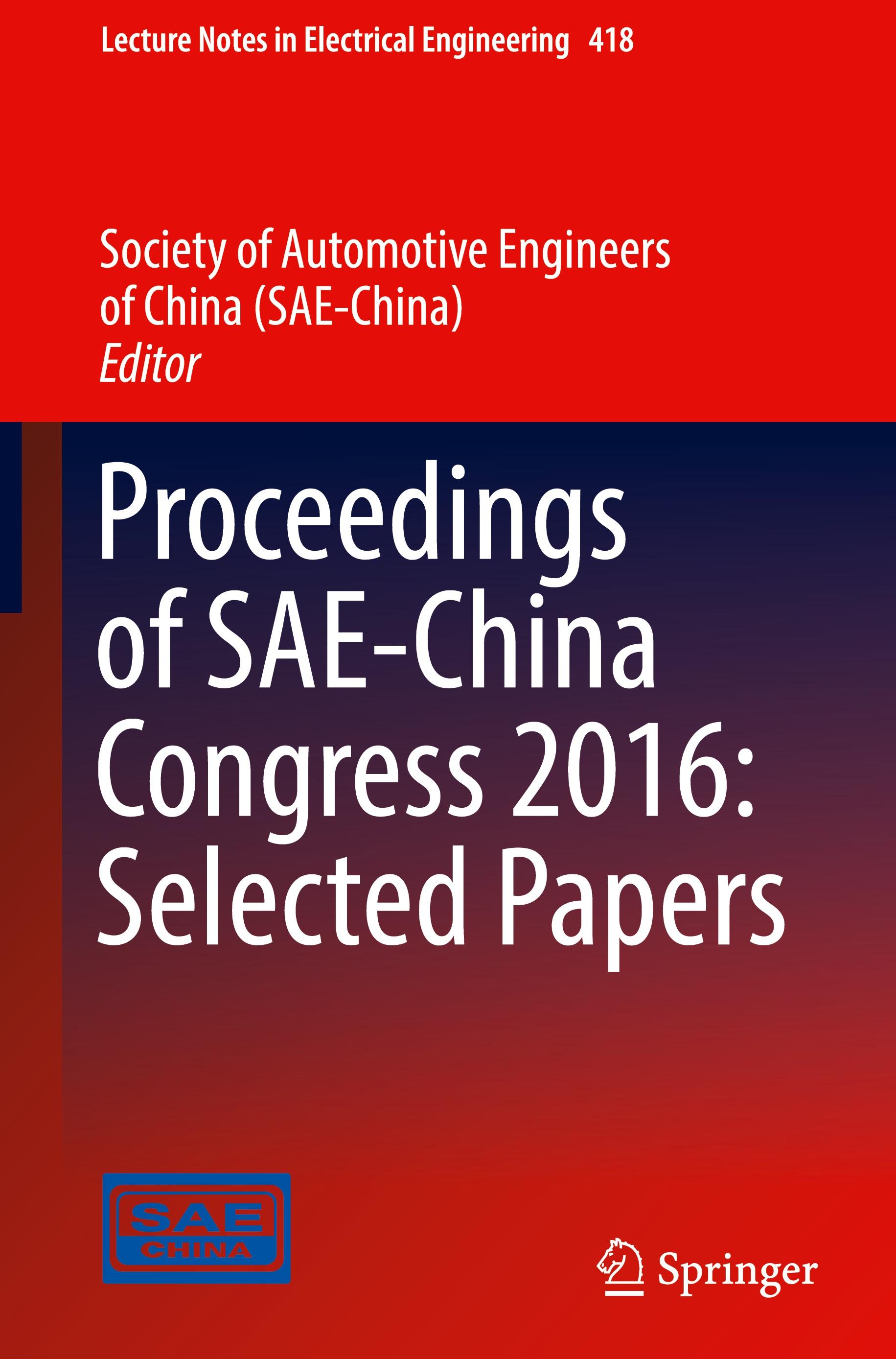 Proceedings of SAE-China Congress 2016: Selected Papers