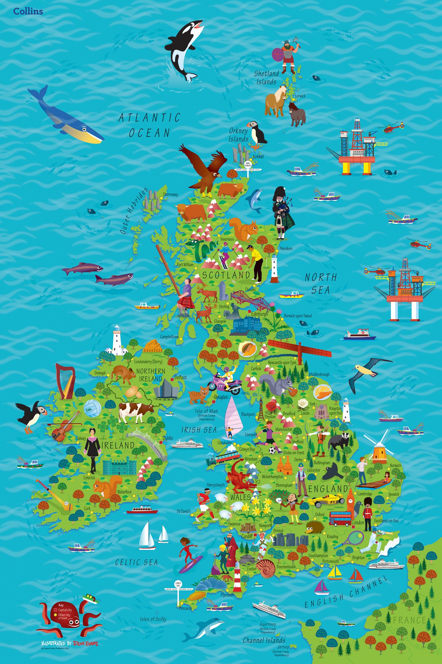 Children's Wall Map of the United Kingdom and Ireland