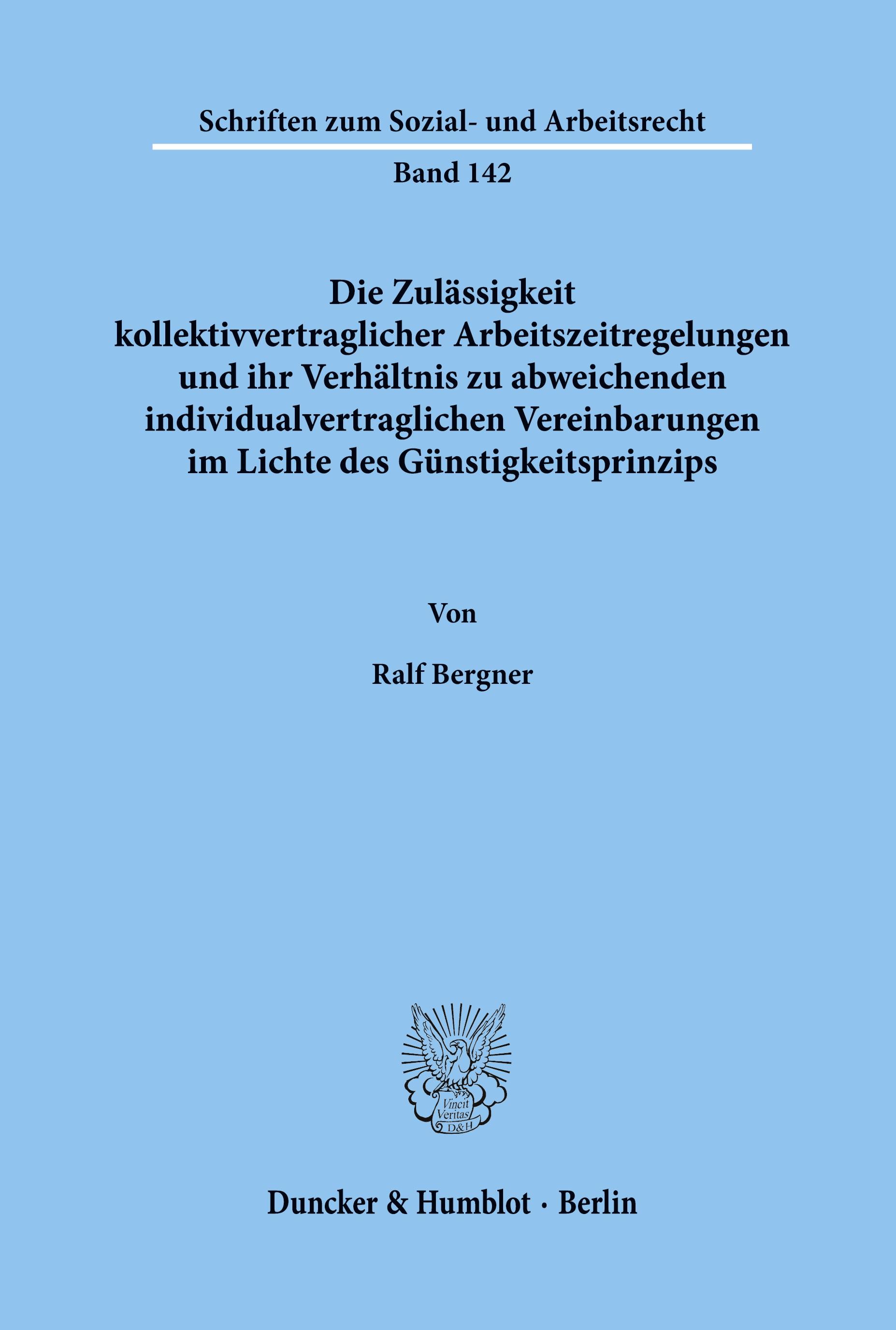 Die Zulässigkeit kollektivvertraglicher Arbeitszeitregelungen und ihr Verhältnis zu abweichenden individualvertraglichen Vereinbarungen im Lichte des Günstigkeitsprinzips.