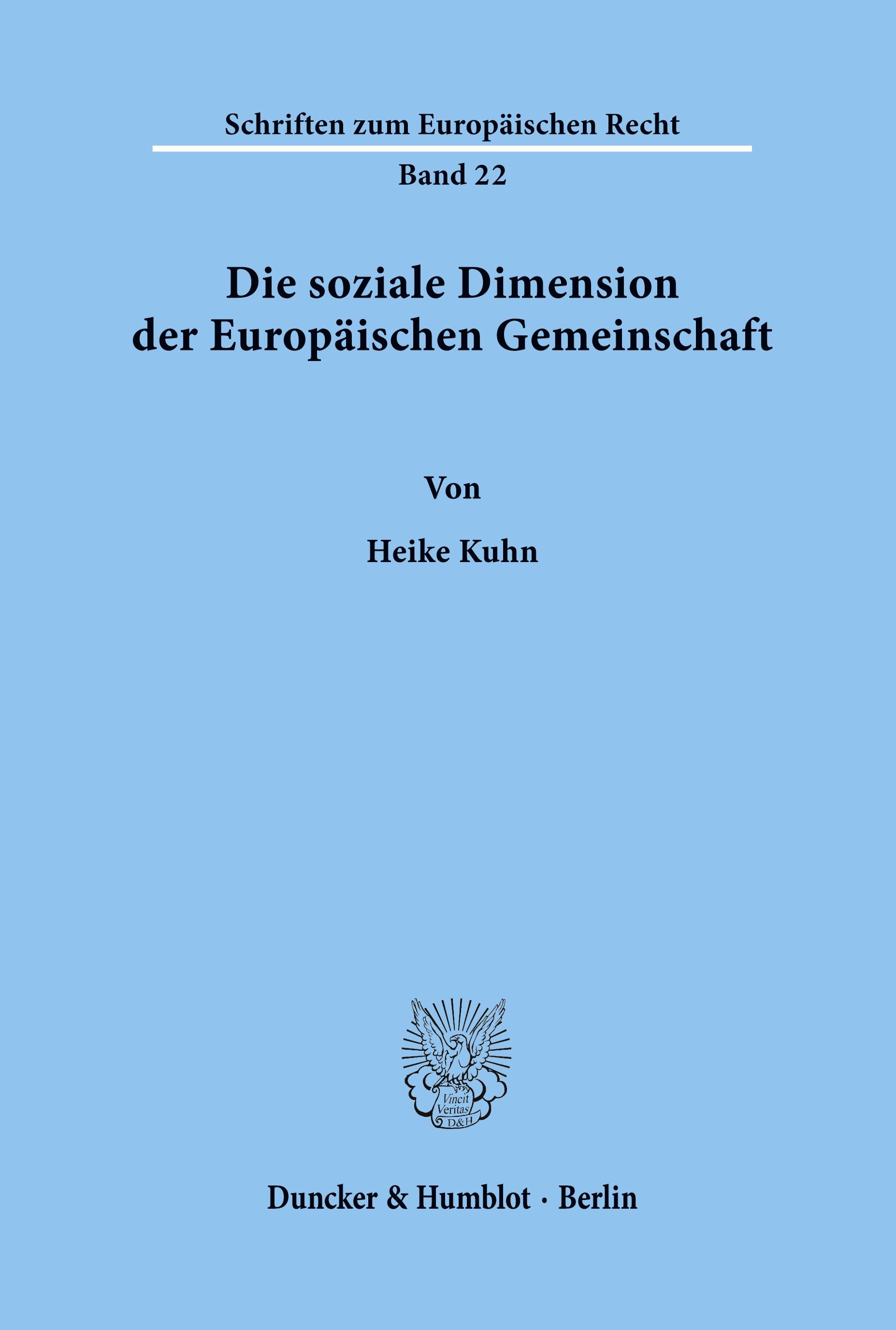 Die soziale Dimension der Europäischen Gemeinschaft.