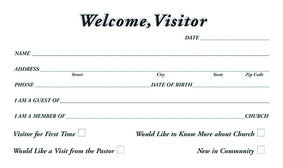 Welcome Visitor Card (Pkg of 50)