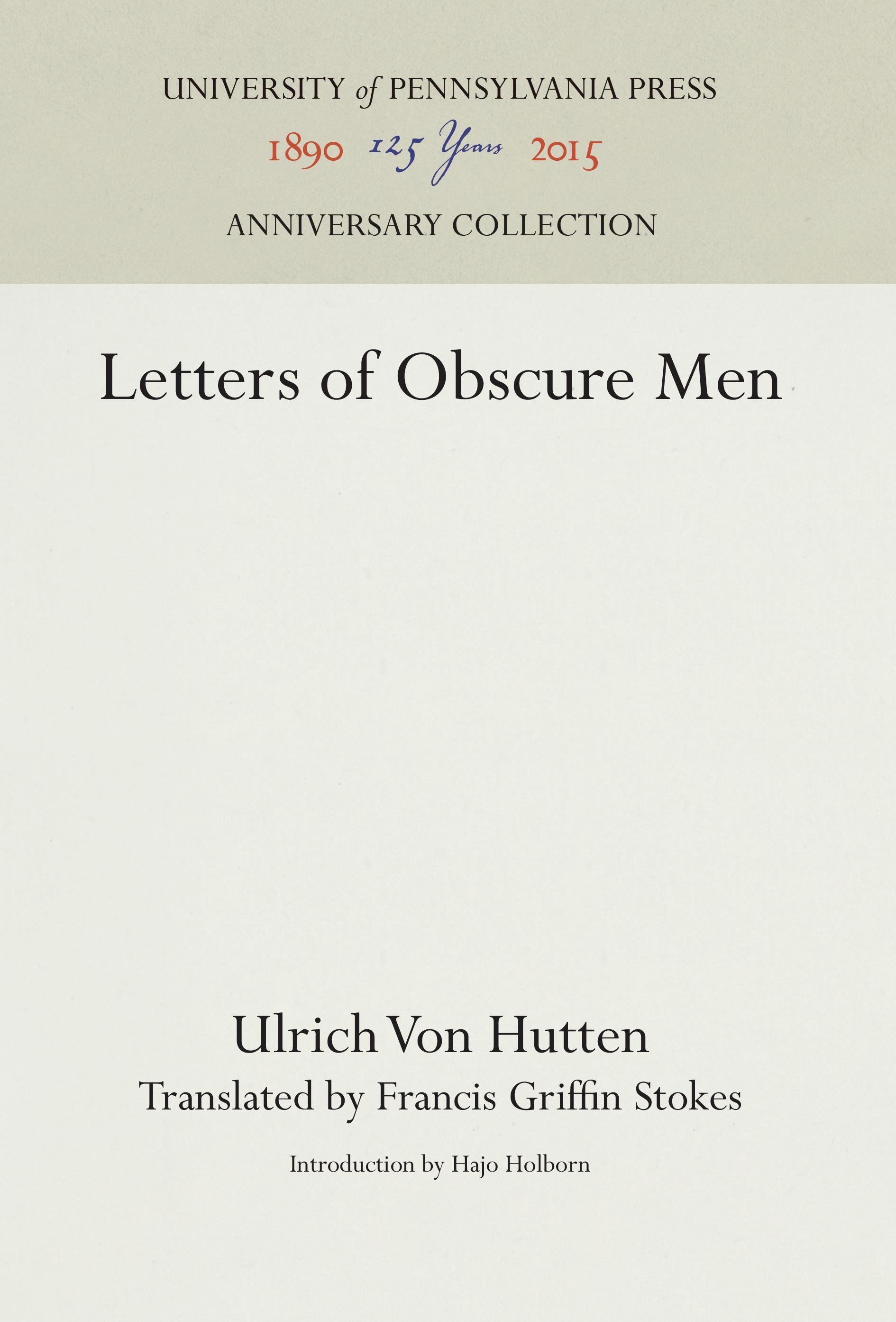 Letters of Obscure Men