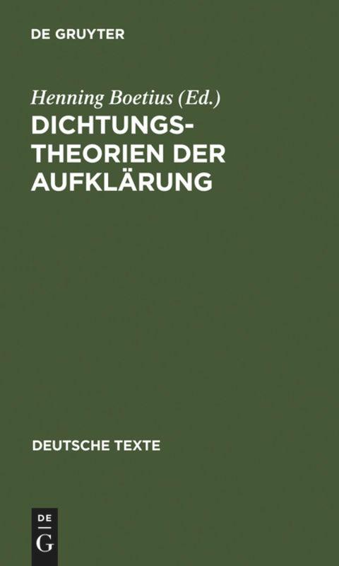 Dichtungstheorien der Aufklärung