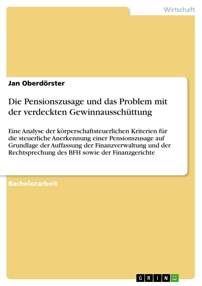 Die Pensionszusage und das Problem mit der verdeckten Gewinnausschüttung