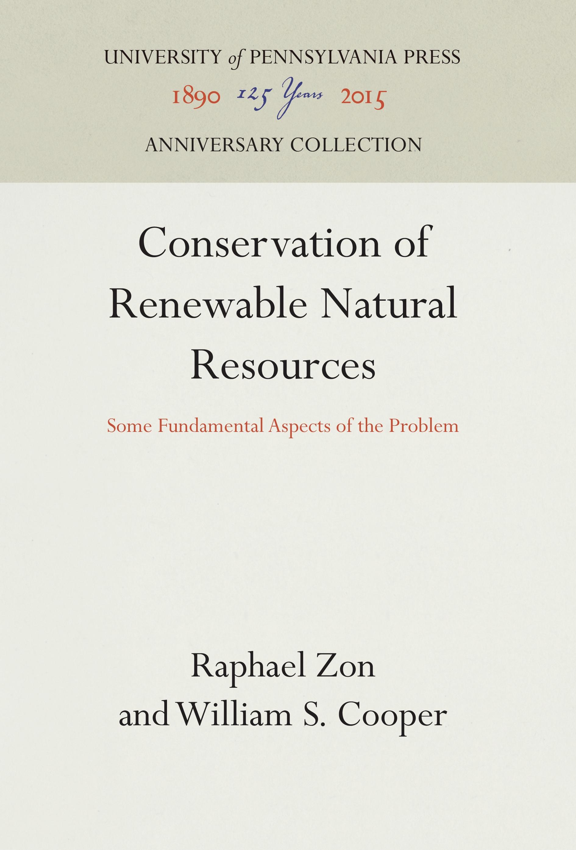 Conservation of Renewable Natural Resources