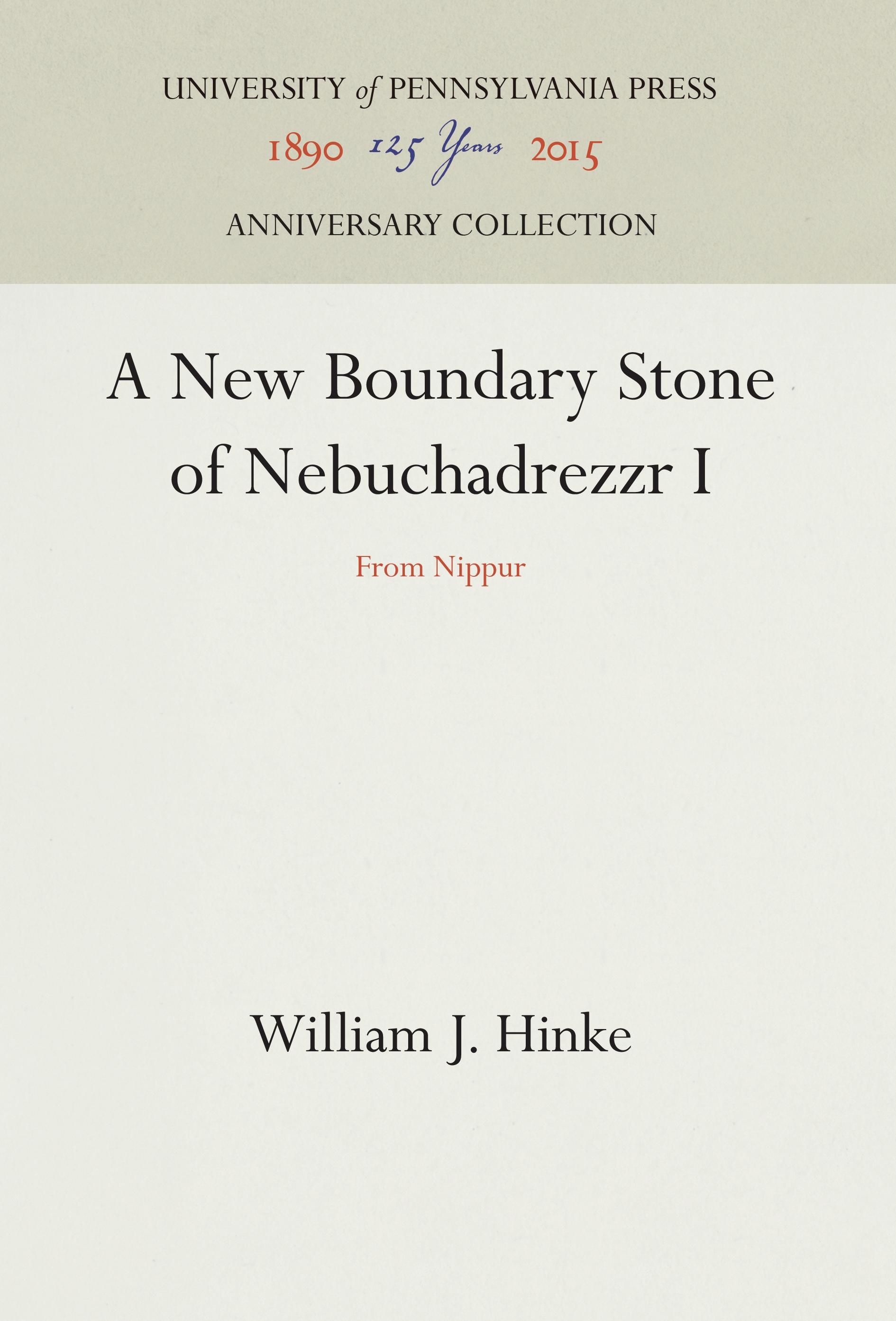 A New Boundary Stone of Nebuchadrezzr I