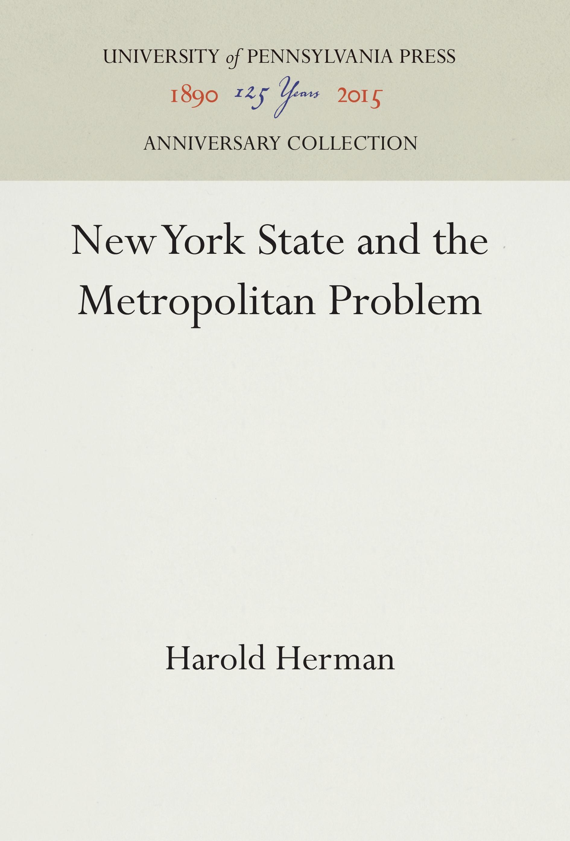 New York State and the Metropolitan Problem