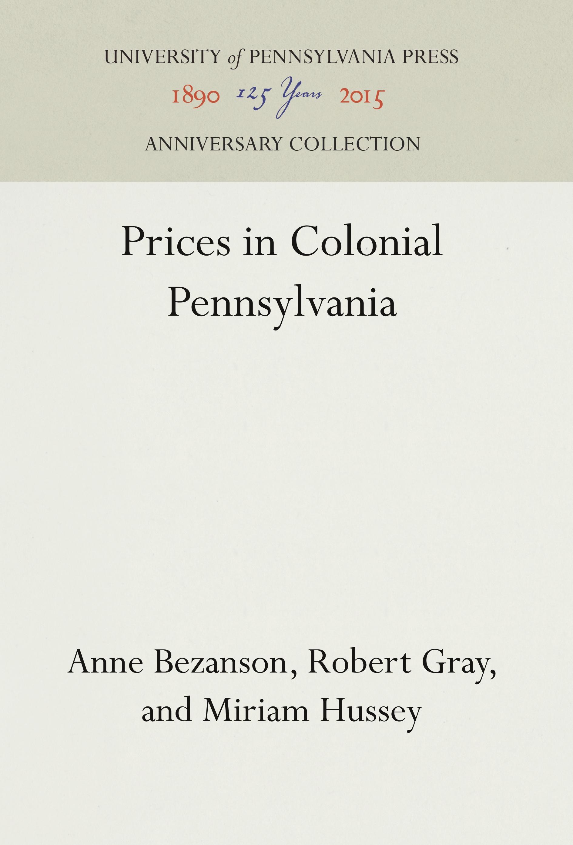 Prices in Colonial Pennsylvania