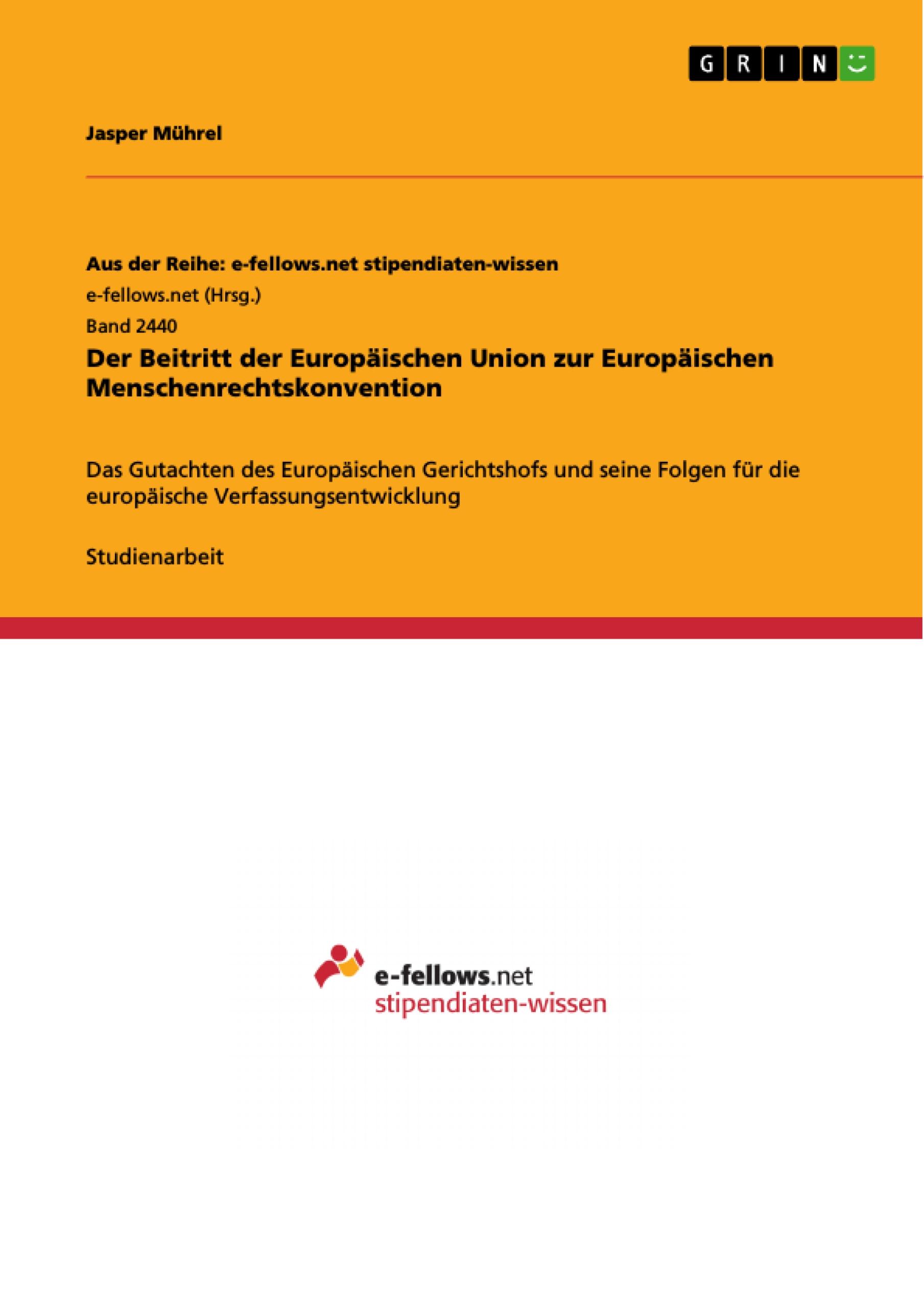 Der Beitritt der Europäischen Union zur Europäischen Menschenrechtskonvention