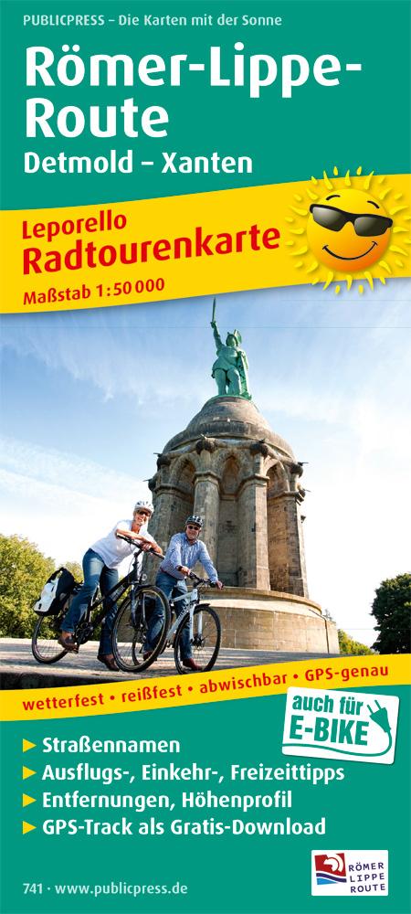 Radwanderkarte Römer-Lippe-Route, Detmold - Xanten 1 : 50 000