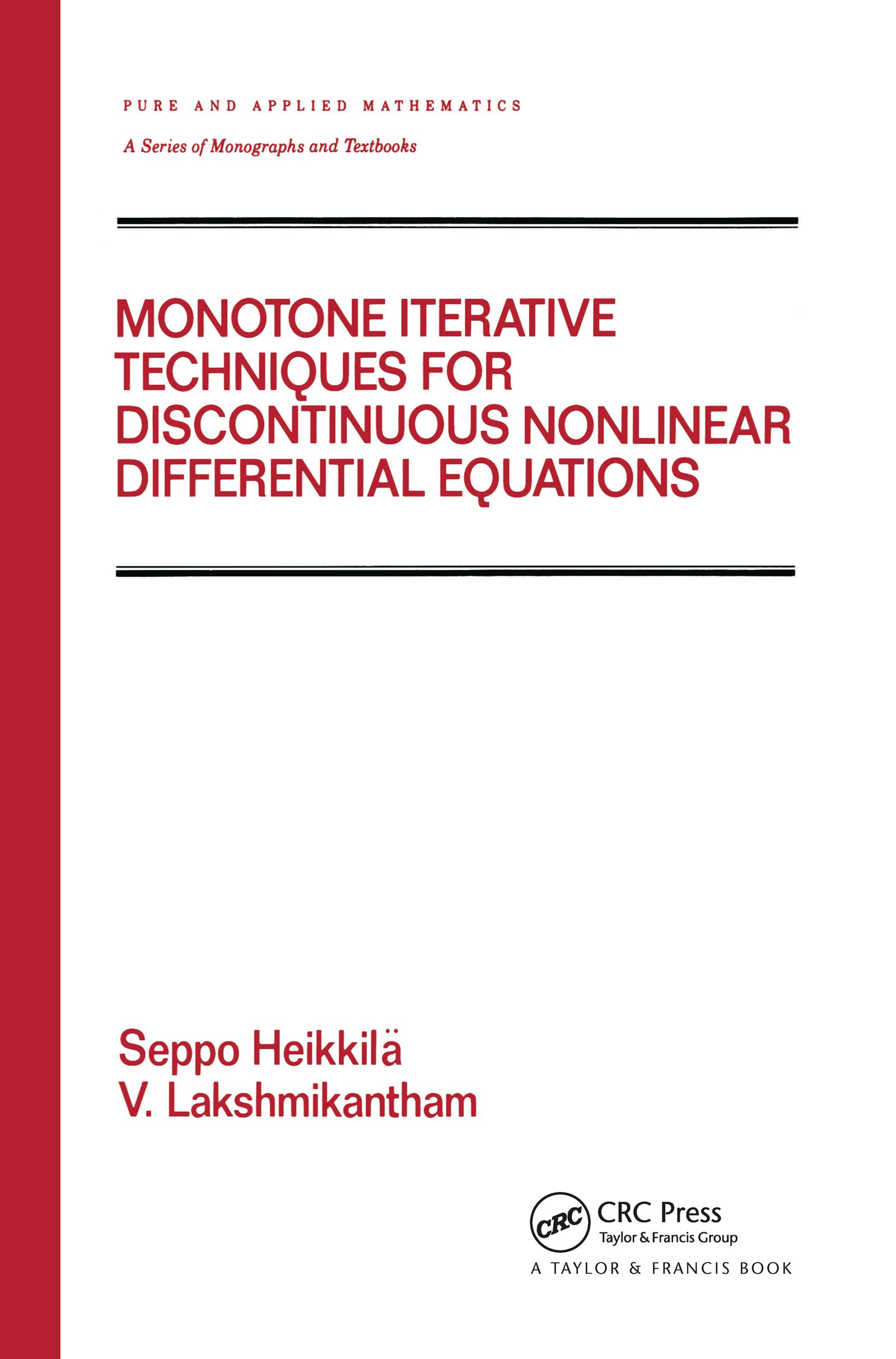 Monotone Iterative Techniques for Discontinuous Nonlinear Differential Equations