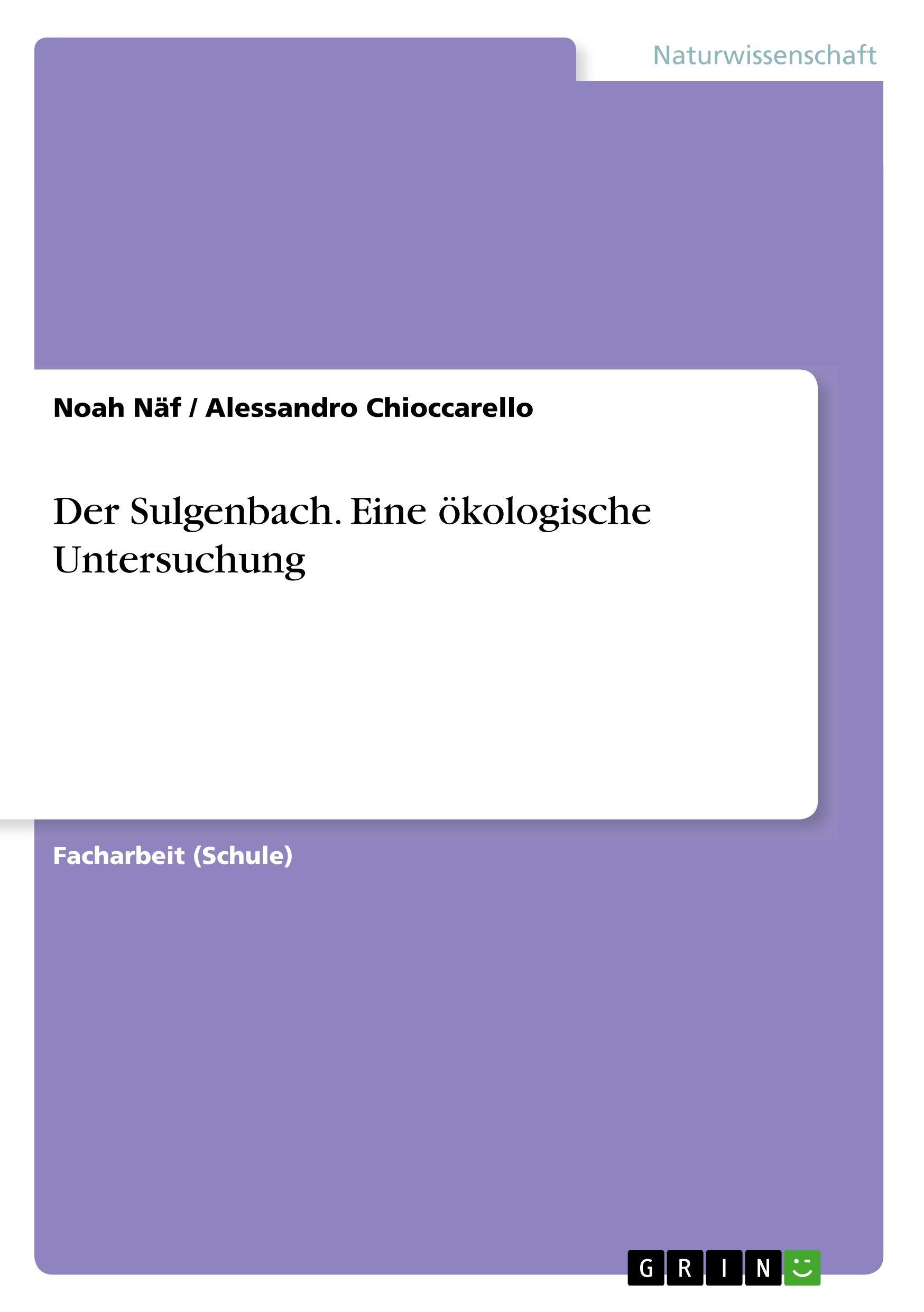 Der Sulgenbach. Eine ökologische Untersuchung