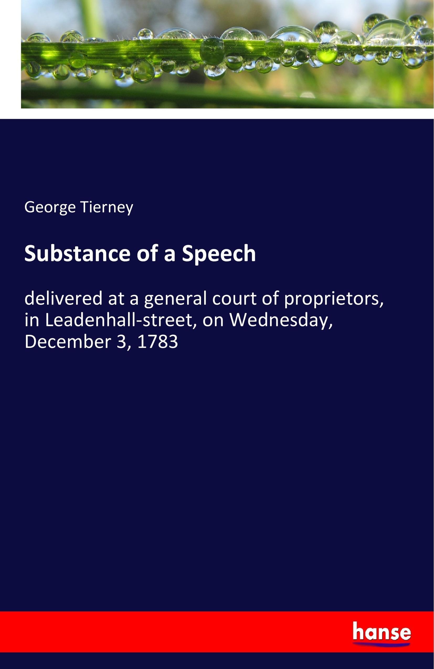 Substance of a Speech