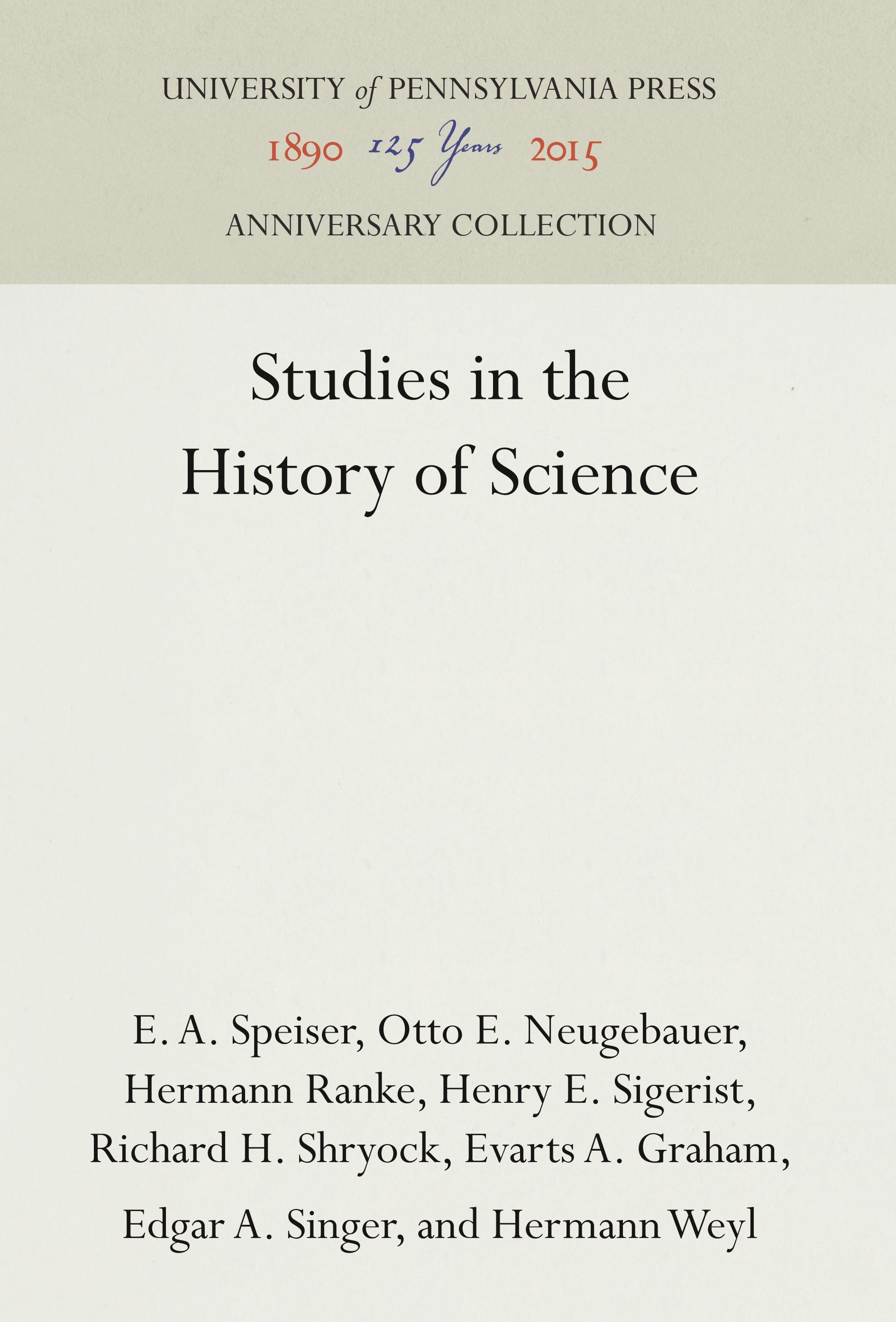 Studies in the History of Science