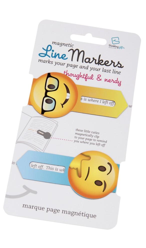 Line Markers (Emoji/Thoughtful&Nerdy) | Magnetische Lesezeichen | 2er Set