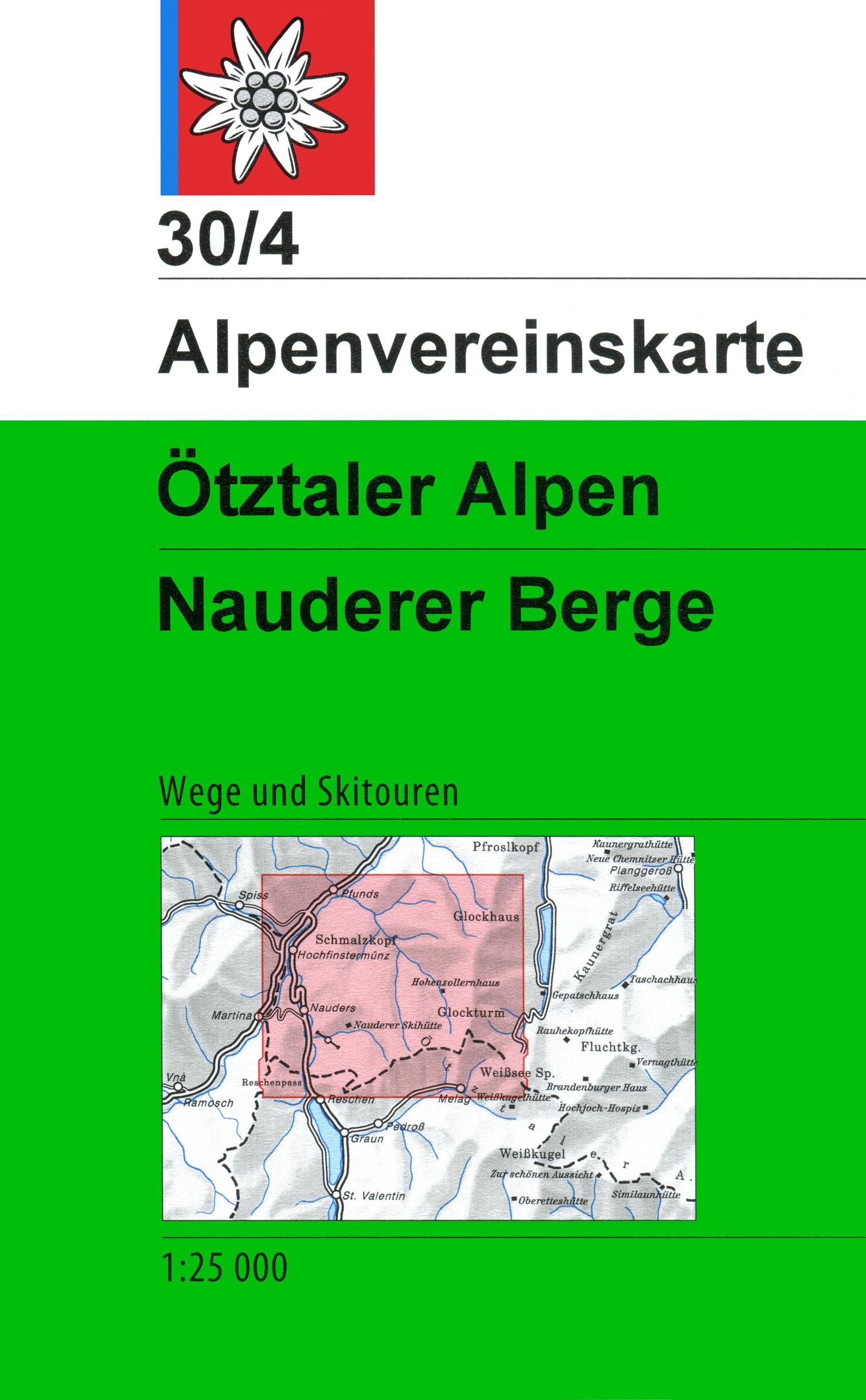 DAV Alpenvereinskarte 30/4 Ötztaler Alpen - Nauderer Berge 1 : 25 000