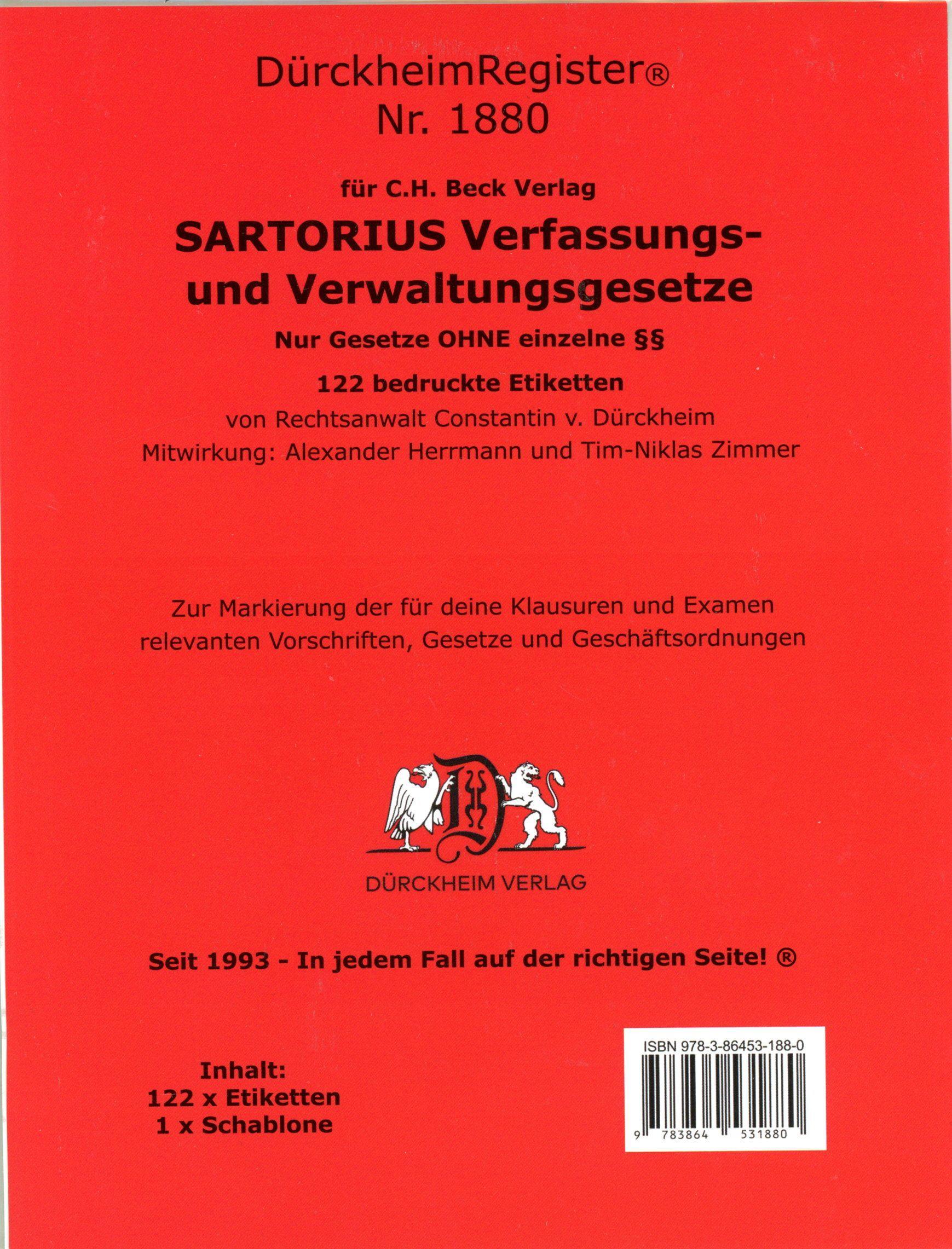 DürckheimRegister® SARTORIUS 1 OHNE §§ (2022)