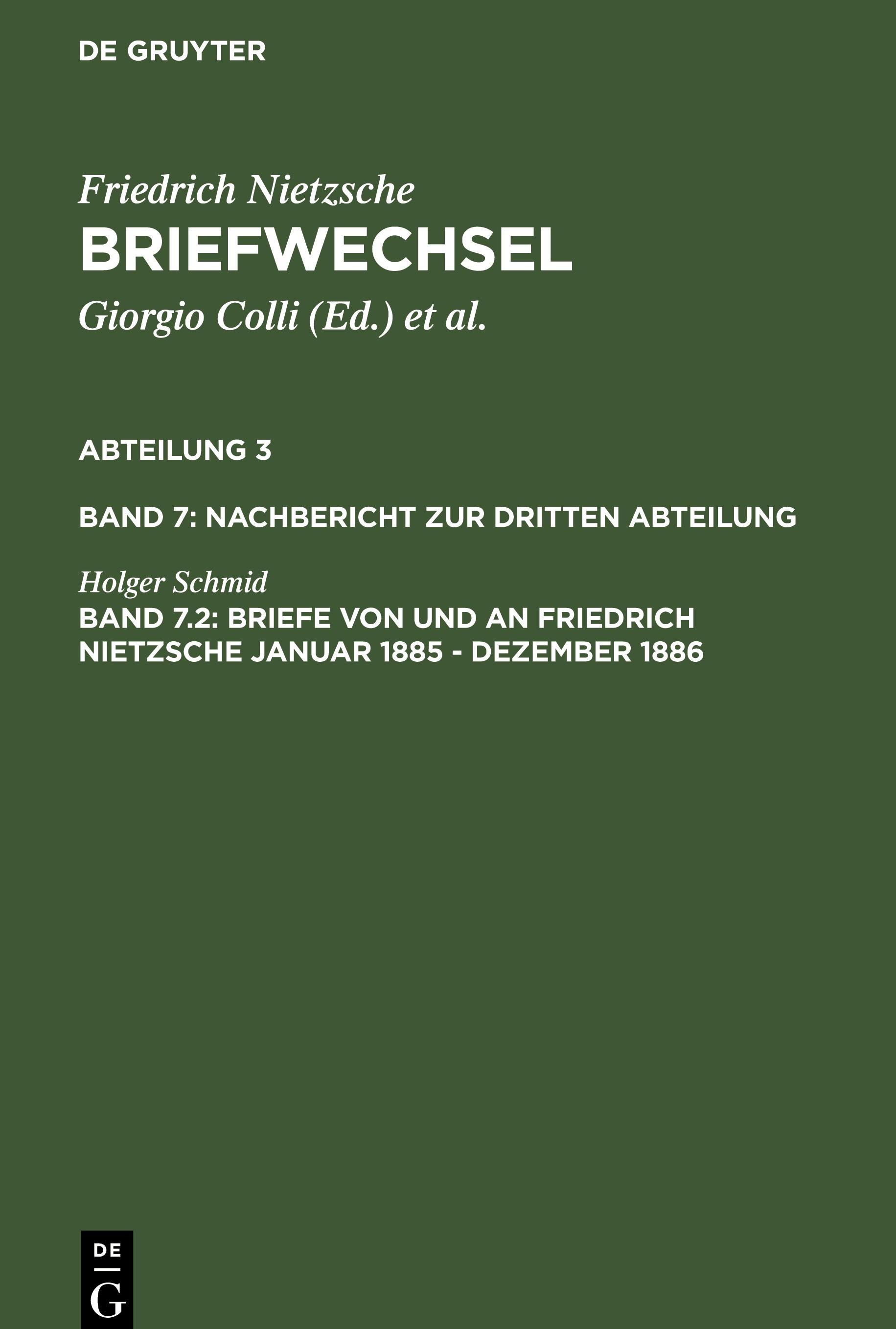 Briefe von und an Friedrich Nietzsche Januar 1885 - Dezember 1886