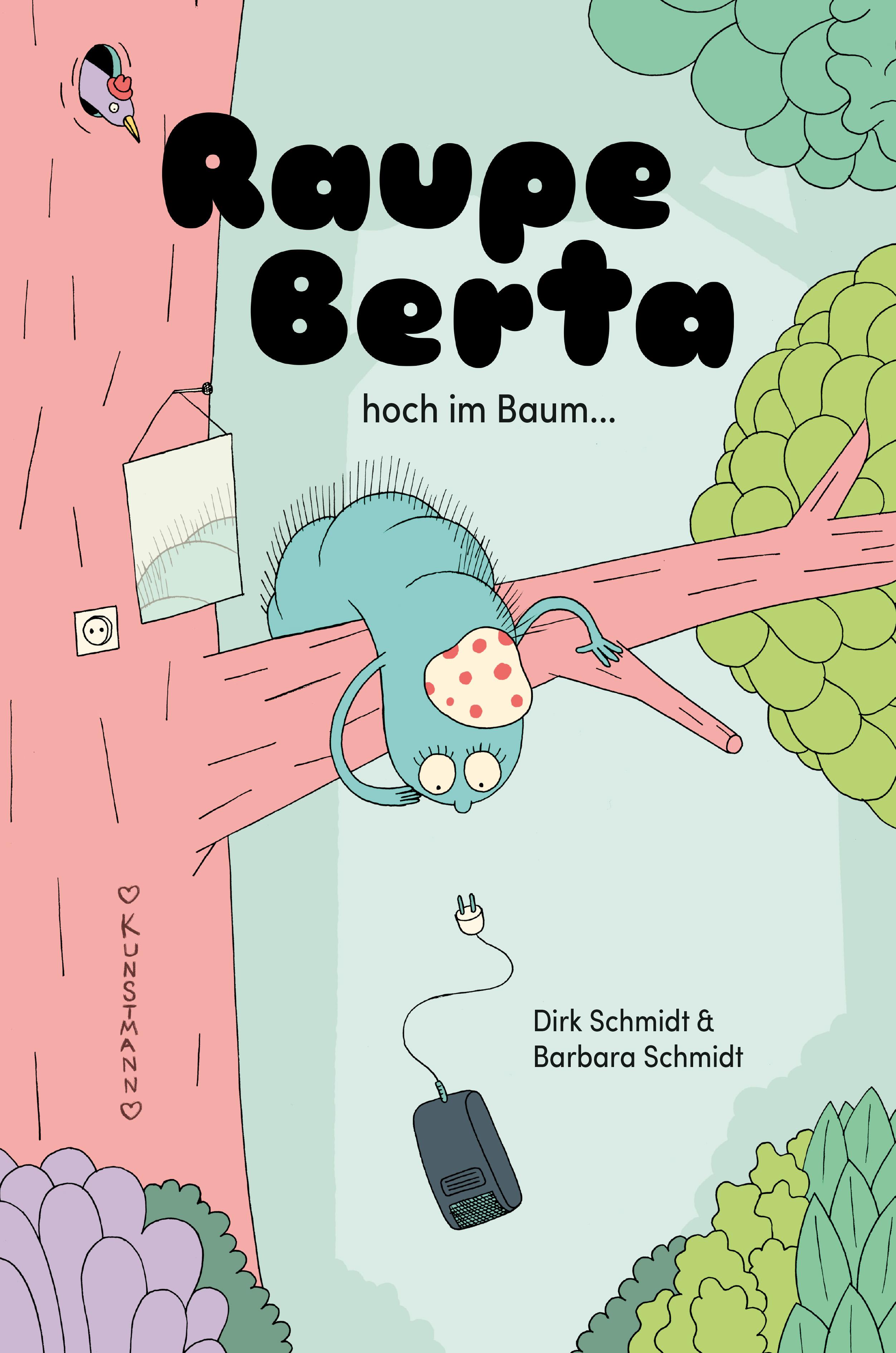 Raupe Berta hoch im Baum