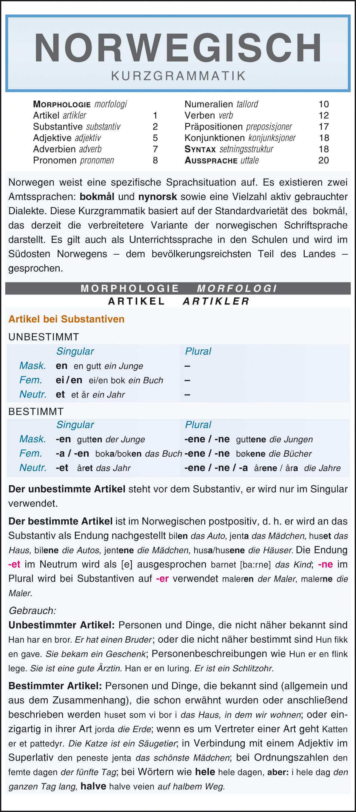 Norwegisch - Kurzgrammatik. Die komplette Grammatik anschaulich und verständlich dargestellt